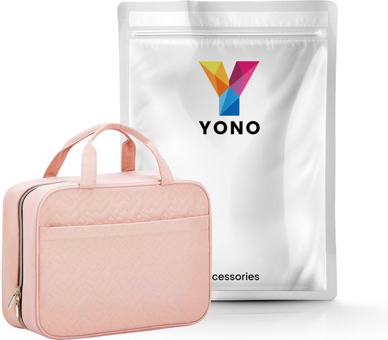 YONO Toilettas Dames XL - Travel Organizer met Haak - Make Up / Cosmetica / Beauty Tas - Lichtroze