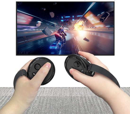 YONO Grip Case met Strap geschikt voor Oculus Quest 3 Touch Controller - Bescherming Cover Accessoires Meta Quest 3 - 2 Stuks - Zwart