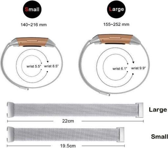 YONO Bandje geschikt voor Fitbit Charge 4 – Charge 3 – Milanees – Rose Gold - Small