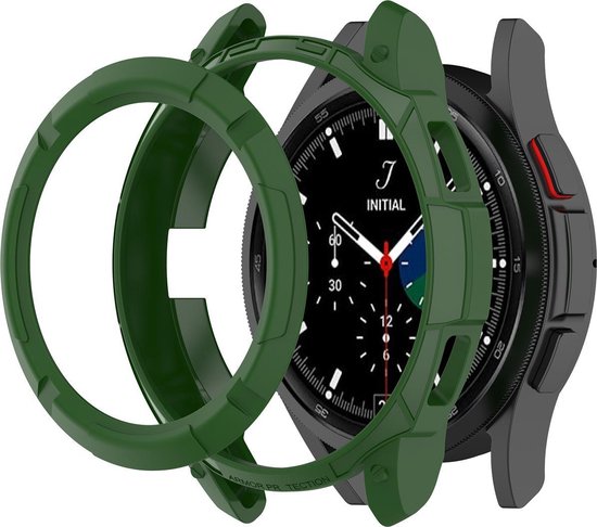 YONO Armor Bumper geschikt voor Samsung Galaxy Watch 4 42mm - Siliconen Case Hoesje met Ringbeschermer - Donkergroen