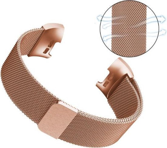 YONO Bandje geschikt voor Fitbit Charge 4 – Charge 3 – Milanees – Rose Gold - Small