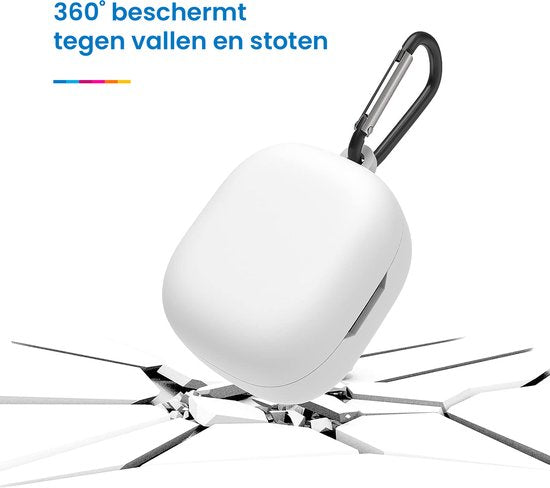 YONO Soft Case geschikt voor JBL Wave 300TWS - Hoesje met Clip - Wit