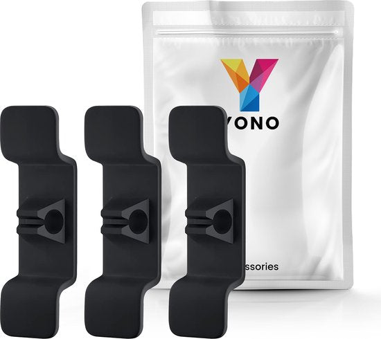 YONO Kabel Haspel Zelfklevend - Mini Organiser - Kabelhaspels voor Keuken Apparaten - Kabelhouder Binders - Zwart - 3 Stuks