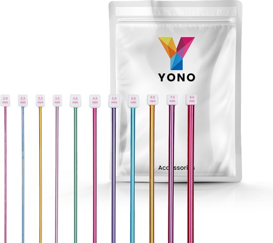 YONO Tunische Haaknaalden - Breinaalden met Knop - Tunisch Haken - Tunisian Crochet - 11 Stuks