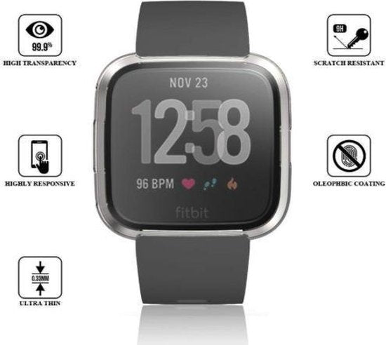 Protective Case Bumper geschikt voor Fitbit Versa – Screen Protector Hoesje - Siliconen Bescherming Transparant