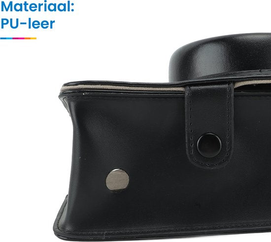 YONO Vintage Hoesje geschikt voor Fujifilm Instax Wide 300 - Case met Draagriem – Zwart