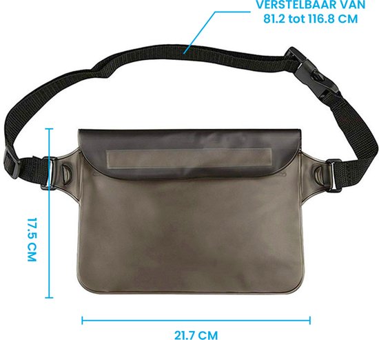 YONO Heuptasje Waterdicht - Fanny Pack Doorzichtig - Waterdichte Heuptas - Vakantie - Reizen - Festival - Dames en Heren - Donkergrijs