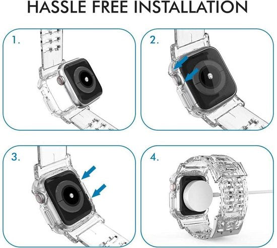 YONO Crystal Rugged Bandje geschikt voor Apple Watch - 42mm - 44mm - 45mm - Transparant