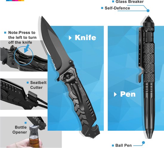 YONO Survival Kit Outdoor M - Mes - Armband - Noodpakket - Nooddeken - 14in1 set