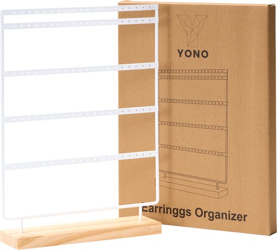 YONO Oorbellenrekje - Sieradenrekje - Oorbellen Organizer - Sieradenhouder - Opbergen - 100 gaatjes - Wit