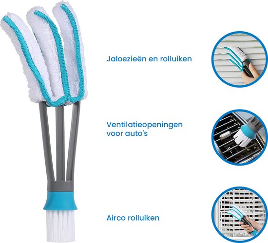 YONO Jaloezie Reiniger - Lamellen Stoffer - Luxaflex Borstel - Stof Verwijderaar - Blauw/Grijs