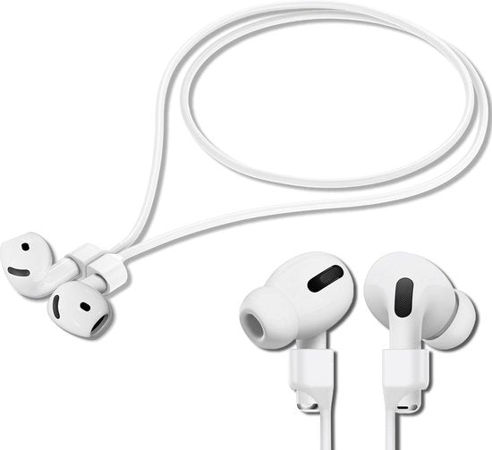 YONO Magnetische Band geschikt voor Apple Airpods - 4 3 2 1 - Pro - Siliconen Koord voor Oordopjes Draadloos - Anti Lost Strap - 80cm - Wit