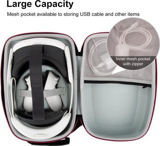 YONO Case geschikt voor Meta Quest 3 – Opberghoes Koffer voor VR Bril en Accessoires - Hard Cover – Zwart