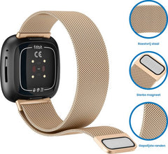 YONO Milanees Bandje geschikt voor Fitbit Versa 4 / Sense 2 – Rose Gold – Small
