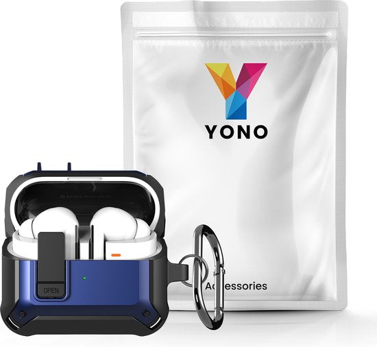 YONO Armor Hard Case geschikt voor Samsung Galaxy Buds 3 - 3 Pro - Hoesje met Lock - Donkerblauw