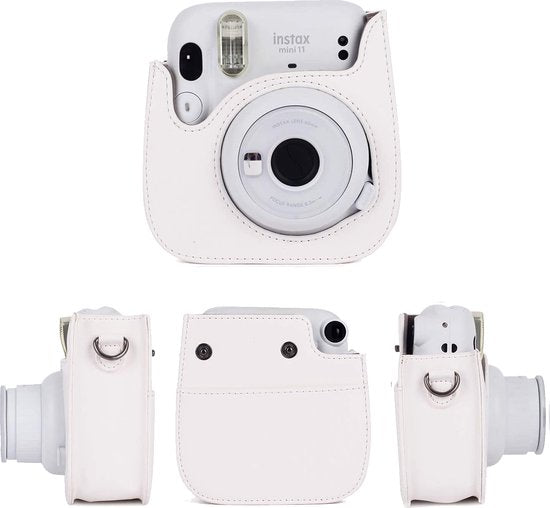 YONO Case geschikt voor Fujifilm Instax Mini 11 - Hoes met Draagriem - Camera Tas - Wit