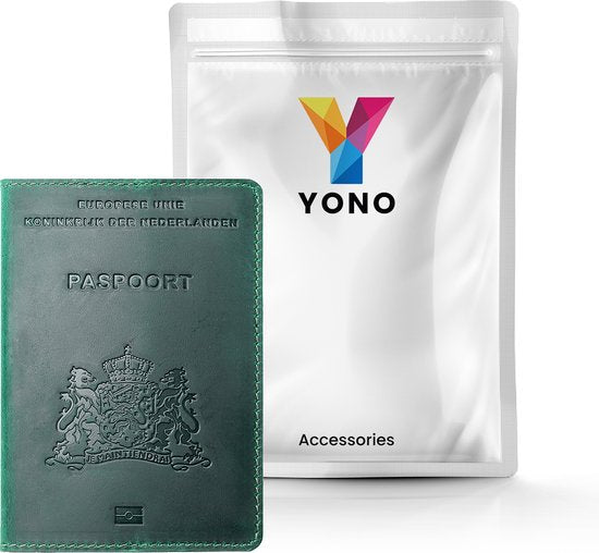 YONO Paspoort Hoesje Nederland Leer - Houder Cover Mapje - Donkergroen