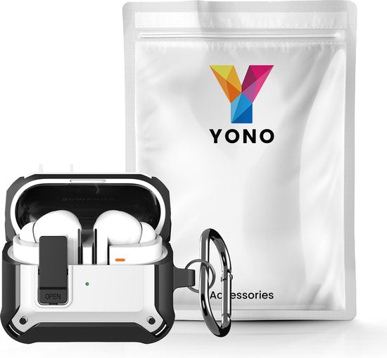 YONO Armor Hard Case geschikt voor Samsung Galaxy Buds 3 - 3 Pro - Hoesje met Lock - Wit