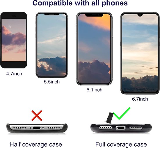 YONO Telefoonkoord Universeel – Nylon Telefoon Ketting Verstelbaar – Phone Cord – Telefoon GSM Koord - Zwart