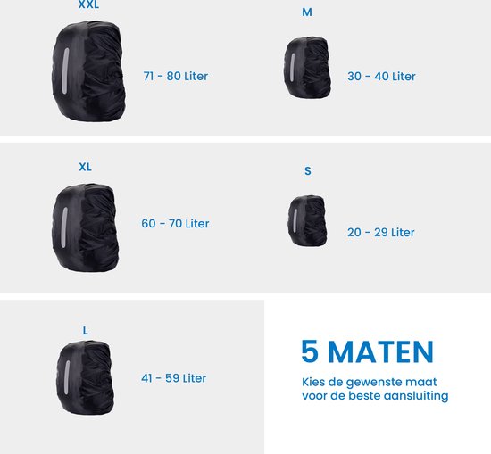 YONO Regenhoes Rugzak Waterdicht - Reflecterende Backpack Hoes - 30 tot 40 Liter - Zwart - M