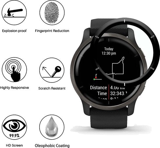 YONO Screen Protector Set geschikt voor Garmin Venu 2 - Volledige Scherm Bescherming - 3 stuks