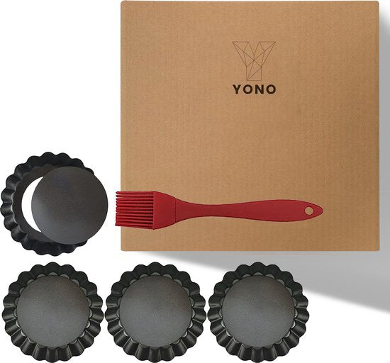 YONO Tartelettevormen - Mini Taartvormpjes 10 cm - Tartelette Bakvorm - Quichevormpjes met Losse Bodem - 8 Stuks