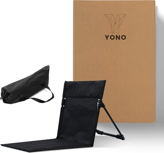 YONO Strandstoel Opvouwbaar - Vloerstoel Inklapbaar met Rugleuning - Campingstoel - Vouwstoel - Zwart