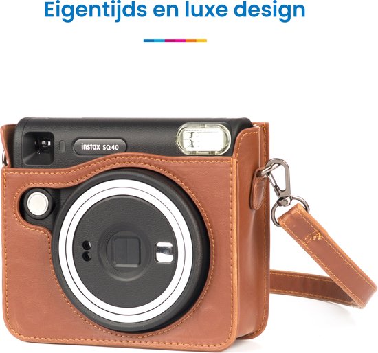 YONO Case geschikt voor Fujifilm Instax SQUARE SQ40 - Hoesje met Draagriem - Bruin