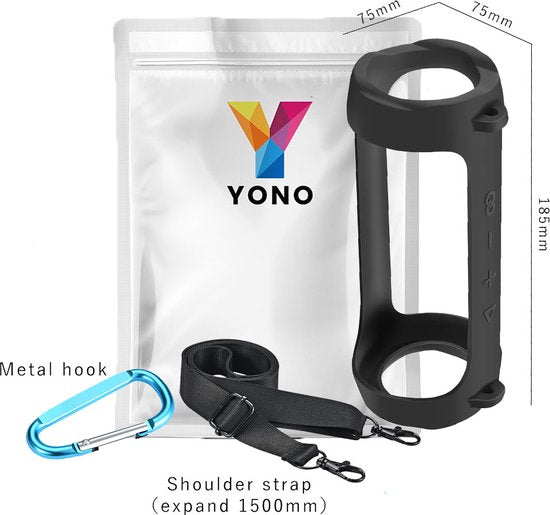 YONO Siliconen Hoes geschikt voor JBL Flip 6 / 5 - Case met Draagriem en Clip - Beschermhoes - Zwart