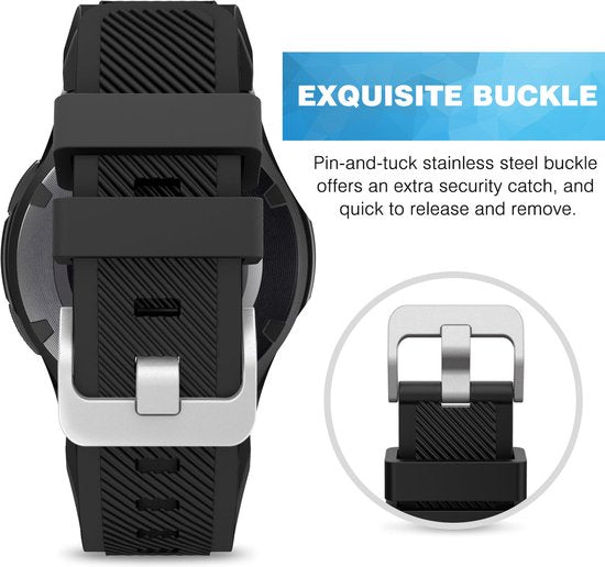 YONO Siliconen Smartwatch Bandje 20mm - geschikt voor Samsung Galaxy Watch 7 - 40mm - 44mm - 6 - Classic - 5 - Pro - 4 - FE - zwart