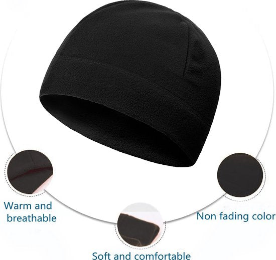 YONO Thermo Muts - Helmmuts Fleece - Fiets Muts voor onder Helm - Heren en Dames - Winter - Zomer - Zwart