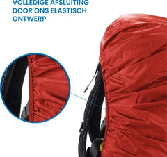 YONO Regenhoes Rugzak Waterdicht - Backpack Hoes - Reflecterend - 71 tot 80 Liter - Rood - XXL
