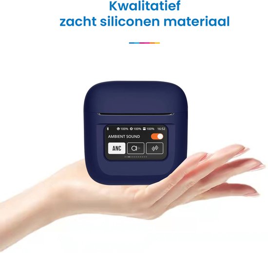 YONO Soft Case geschikt voor JBL Tour Pro 2 - Siliconen Draadloze Oordopjes Hoesje met Clip - Donkerblauw