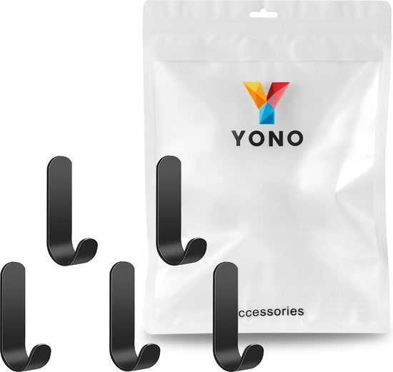 YONO Ophanghaken Zelfklevend Pro - Plakhaakjes - Ophanghaakjes - Haak voor Wand - Muur - Deur - 5 Stuks - Zwart