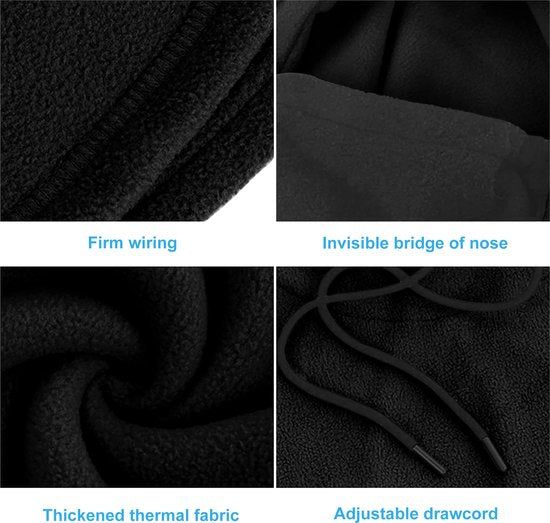 YONO Balaclava Muts - Losse Capuchon - Bivakmuts Fleece - Nekwarmer - Ski Mask Winter - Zwart