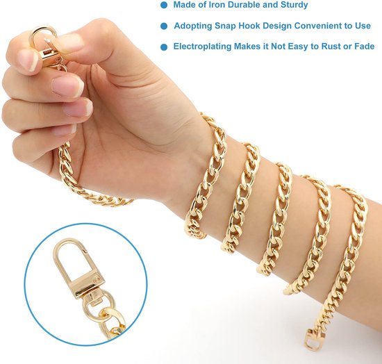 Set de 4 chaînes pour sac à Riem YONO - Bandoulière - Bandoulière pour sac - Chaîne à maillons - Couleur or