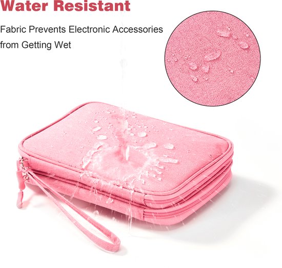 YONO Kabel Organiser Tas - Kabeltas - Organizer Etui - Opbergtas voor Kabels en Accessoires - Roze