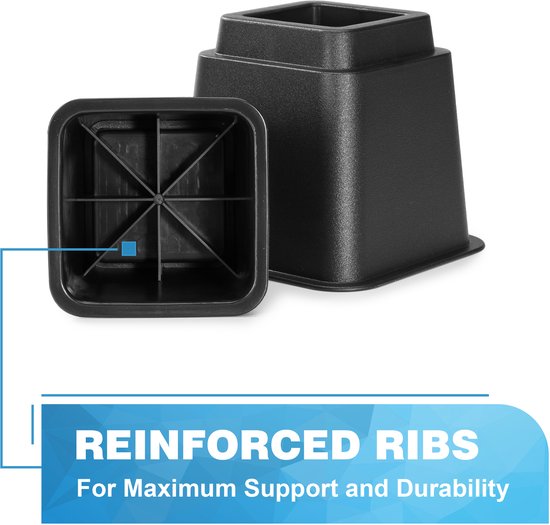YONO Meubelverhogers - 8 Verhogers Stapelbaar - Bedverhoger - Tafelverhoger - Tafelpoot - Meubel Verhoger - Zwart