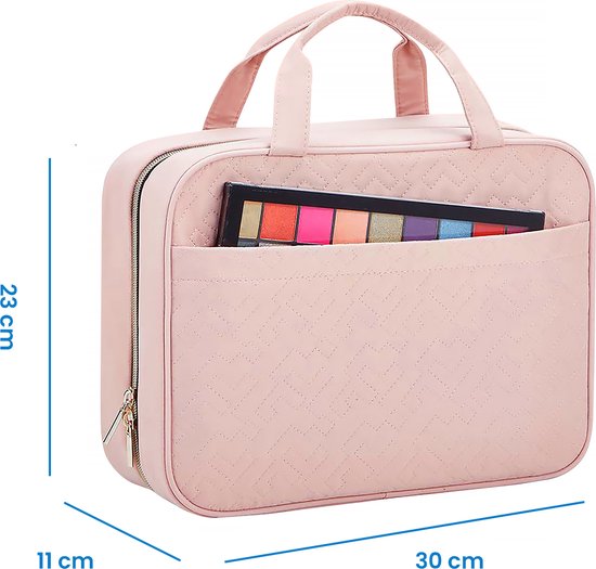 YONO Toilettas Dames XL - Travel Organizer met Haak - Make Up / Cosmetica / Beauty Tas - Lichtroze