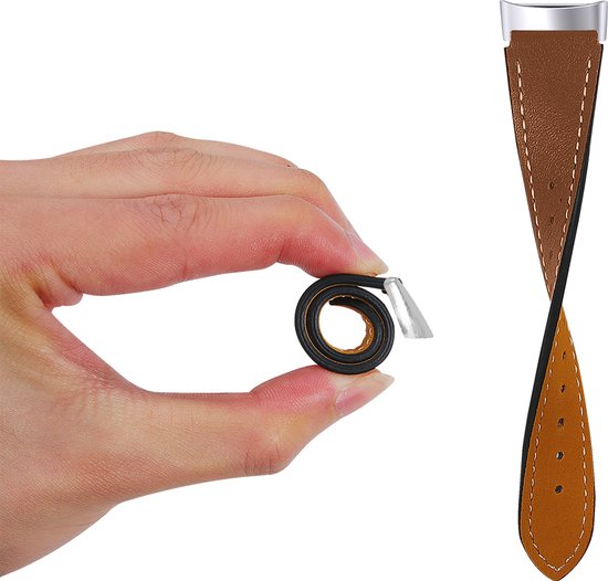 YONO Leer Bandje geschikt voor Fitbit Charge 5 / 6 - Vervangende Lederen Armband - Bruin