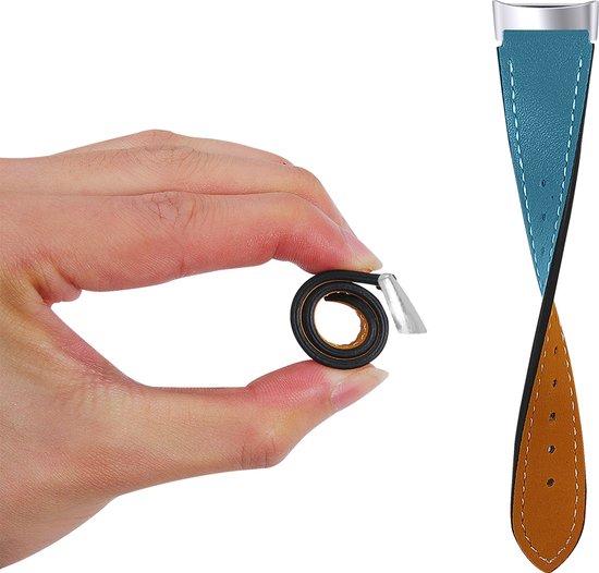 YONO Leer Bandje geschikt voor Fitbit Charge 5 / 6 - Vervangende Lederen Armband - Blauw