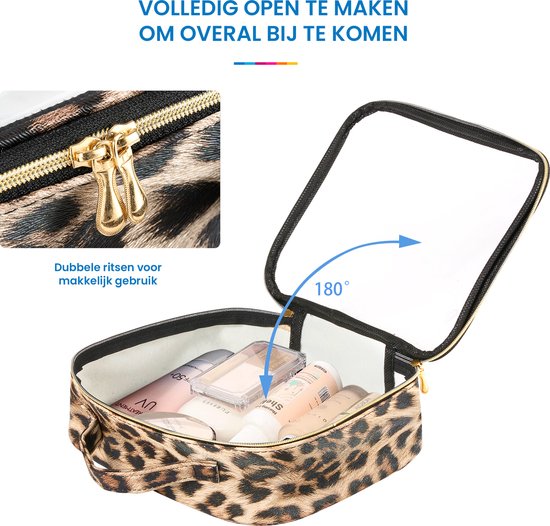 YONO Reis Toilettas Set voor Toiletartikelen – Transparante Travel Organizer Bag 2-Pack - Luipaard