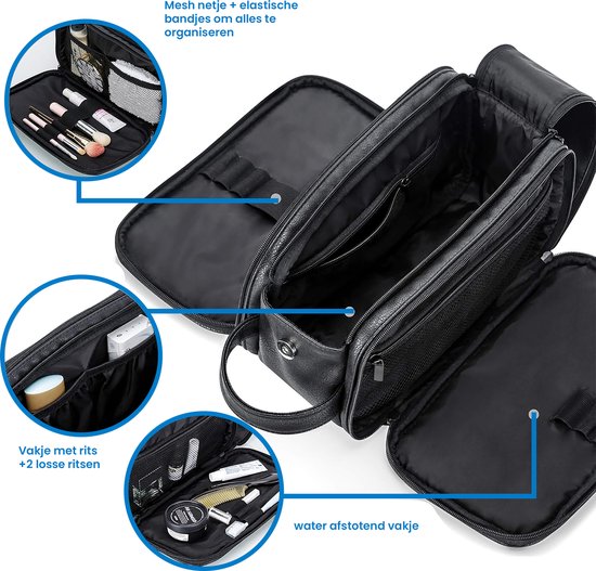 YONO Reis Toilettas Heren - PU Leer - XL - Zwart