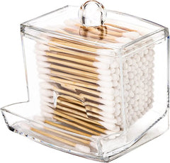 YONO Wattenstaafjes Houder - Oorstokjes Dispenser - Badkamer Organizer - Transparant