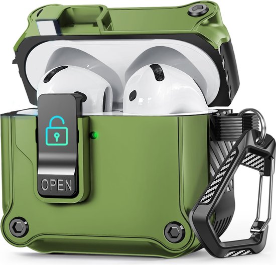 YONO Hoesje geschikt voor Airpods 4 - Case - Lock - Donkergroen