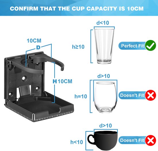 YONO Inbouw Bekerhouder - Universeel geschikt voor Boot, Vrachtwagen, Auto - Inklapbaar en Verstelbaar - 2 Stuks