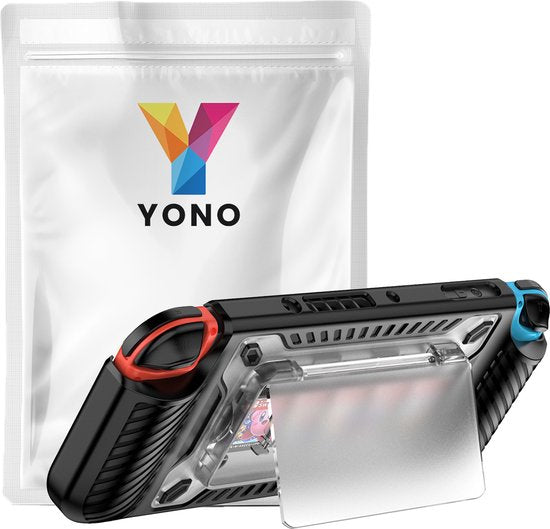 YONO Grip Case geschikt voor Nintendo Switch OLED - Ergonomische Console Hoesje met Game Card Opberging en Standaard - Beschermhoes Accessoires - Zwart