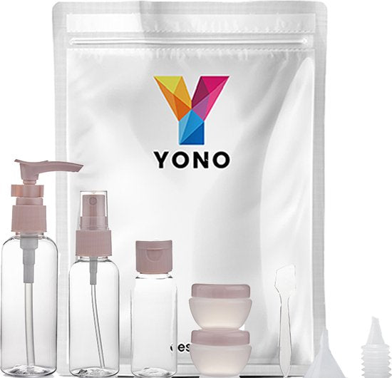 YONO Reisflesjes Set - Navulbare Reisflacons in Verschillende Maten met Toilettas - Spray Flesjes en Cosmetica Potjes voor Handbagage Vliegtuig - 8in1