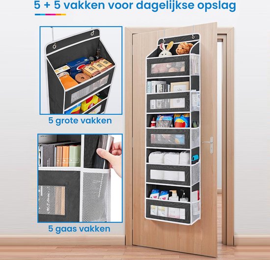 YONO Kast Organizer - Hangende Opberger voor Deur - Opbergzak - 5 Vakken - Zwart