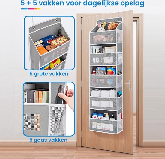 YONO Kast Organizer - Hangende Opberger voor Deur - Opbergzak - 5 Vakken - Grijs